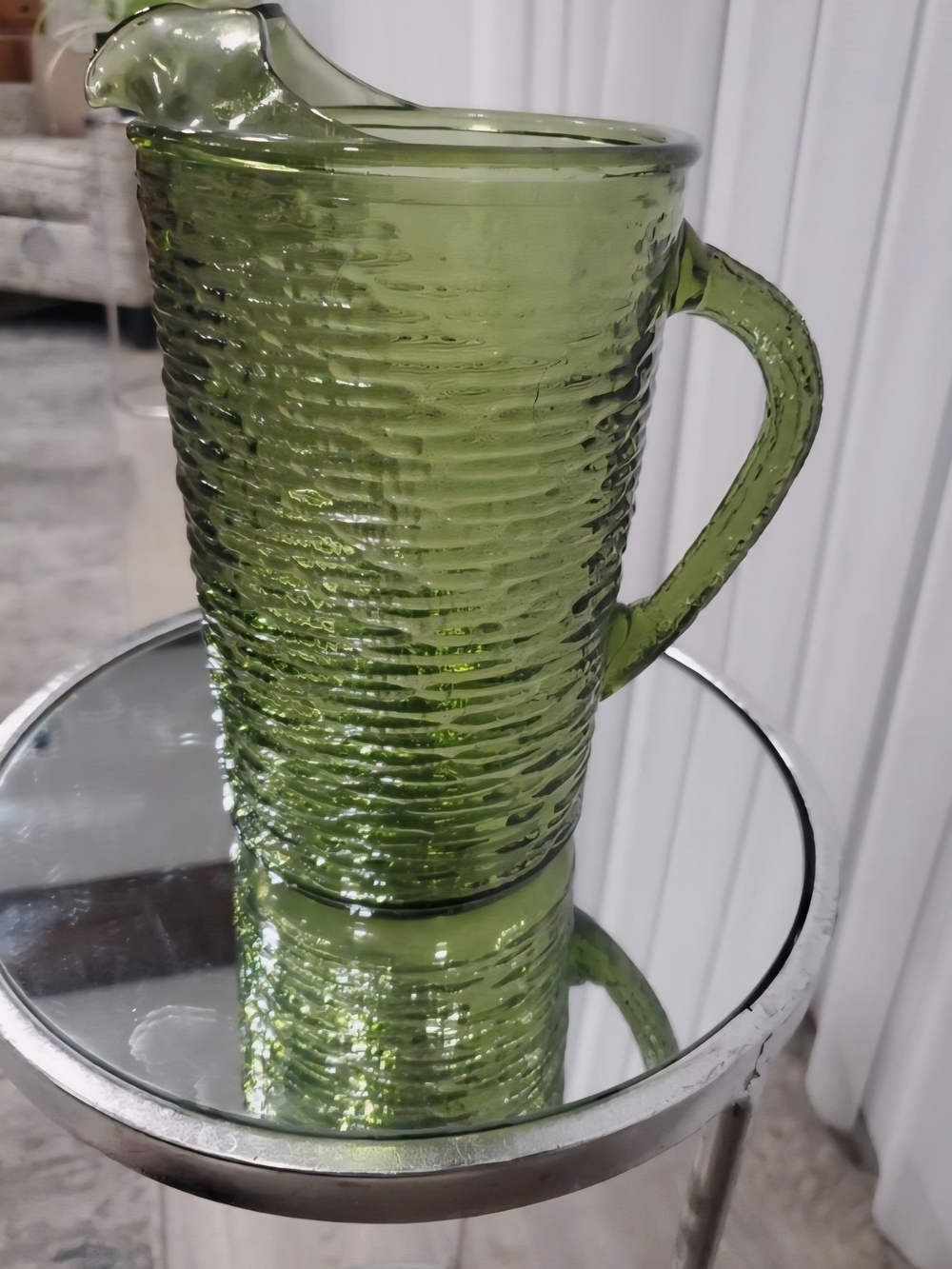 Green Textured Glass Pitcher - Home Accents